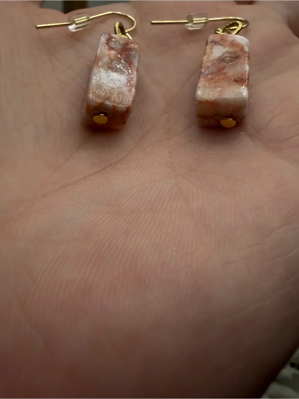 Gold-Plated Orange Marble Drop Earrings